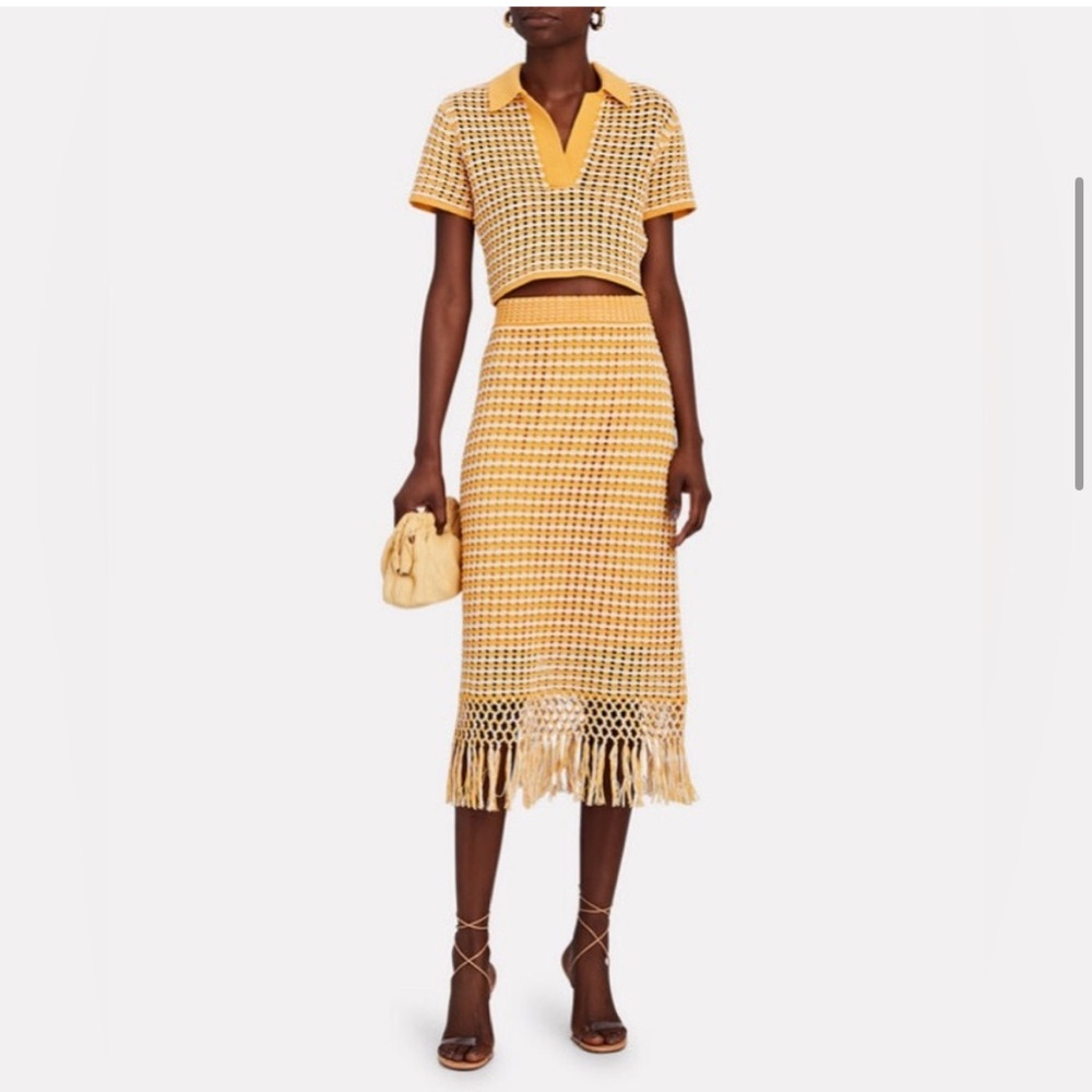 10 Crosby Derek Lam Mustard Crochet Set - Picture 1 of 9